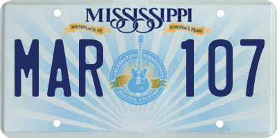 MS license plate MAR107
