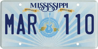 MS license plate MAR110