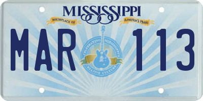 MS license plate MAR113