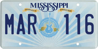 MS license plate MAR116