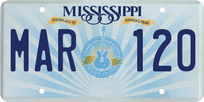 MS license plate MAR120