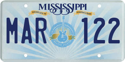 MS license plate MAR122