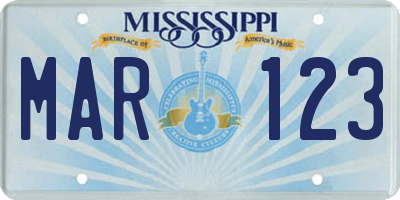 MS license plate MAR123