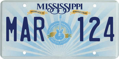 MS license plate MAR124