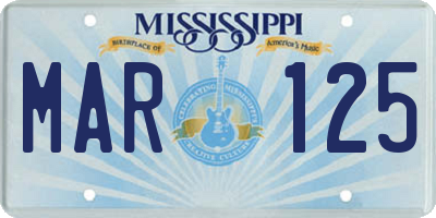 MS license plate MAR125