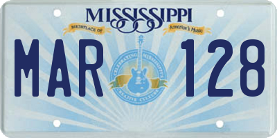MS license plate MAR128