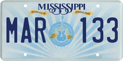 MS license plate MAR133