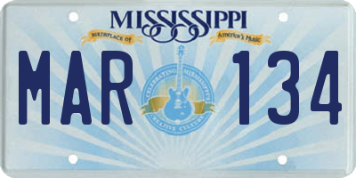 MS license plate MAR134