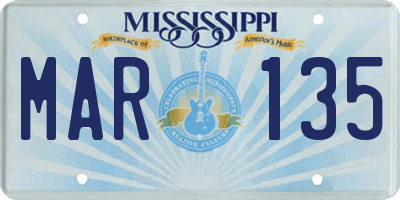 MS license plate MAR135