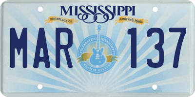 MS license plate MAR137