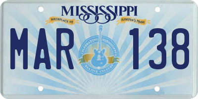 MS license plate MAR138