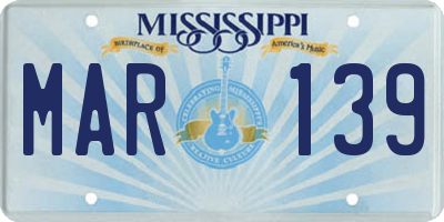 MS license plate MAR139