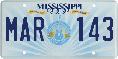 MS license plate MAR143