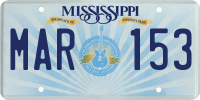 MS license plate MAR153