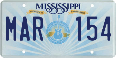 MS license plate MAR154
