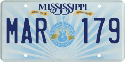 MS license plate MAR179