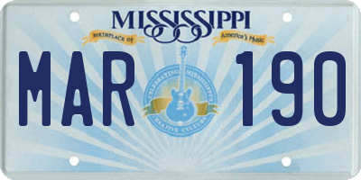 MS license plate MAR190
