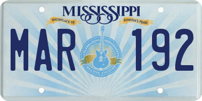 MS license plate MAR192