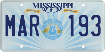 MS license plate MAR193