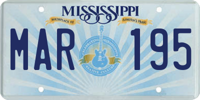 MS license plate MAR195