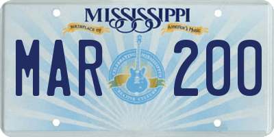 MS license plate MAR200