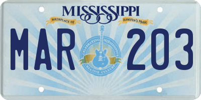 MS license plate MAR203