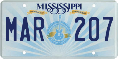 MS license plate MAR207