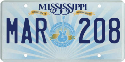 MS license plate MAR208