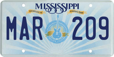 MS license plate MAR209