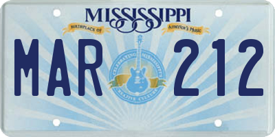 MS license plate MAR212