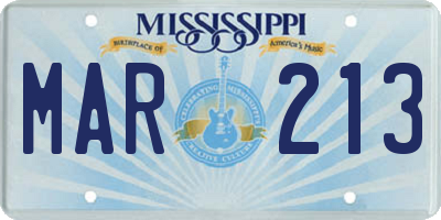 MS license plate MAR213