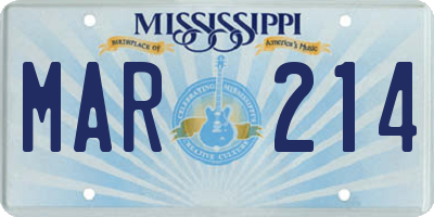 MS license plate MAR214