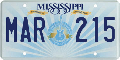 MS license plate MAR215