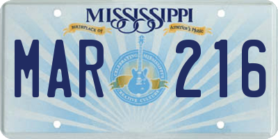 MS license plate MAR216