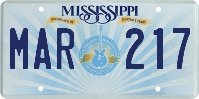 MS license plate MAR217