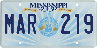 MS license plate MAR219