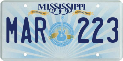 MS license plate MAR223