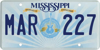 MS license plate MAR227