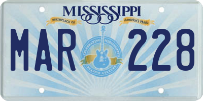 MS license plate MAR228