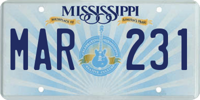 MS license plate MAR231
