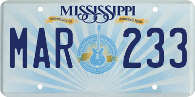 MS license plate MAR233