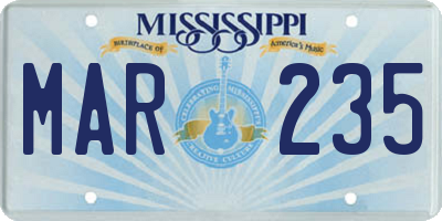 MS license plate MAR235