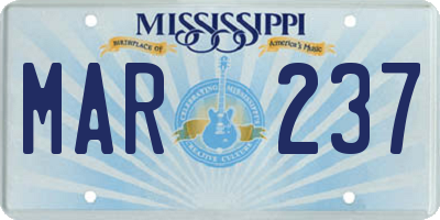 MS license plate MAR237