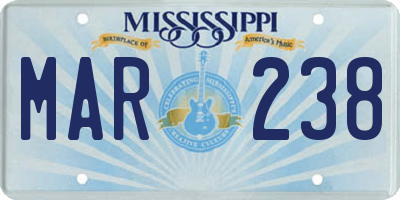 MS license plate MAR238