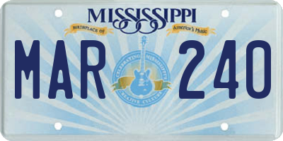 MS license plate MAR240