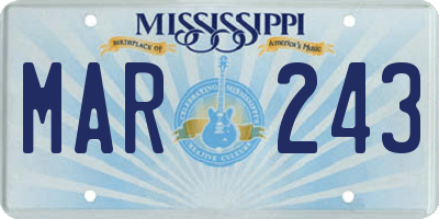 MS license plate MAR243
