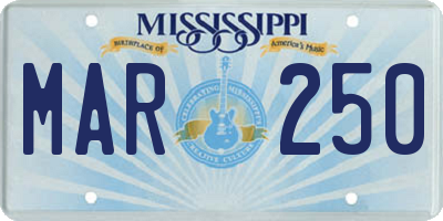 MS license plate MAR250