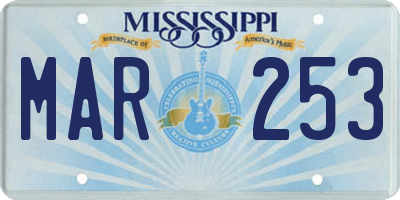 MS license plate MAR253