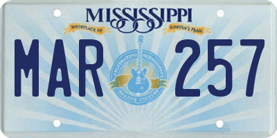 MS license plate MAR257