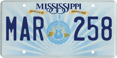 MS license plate MAR258
